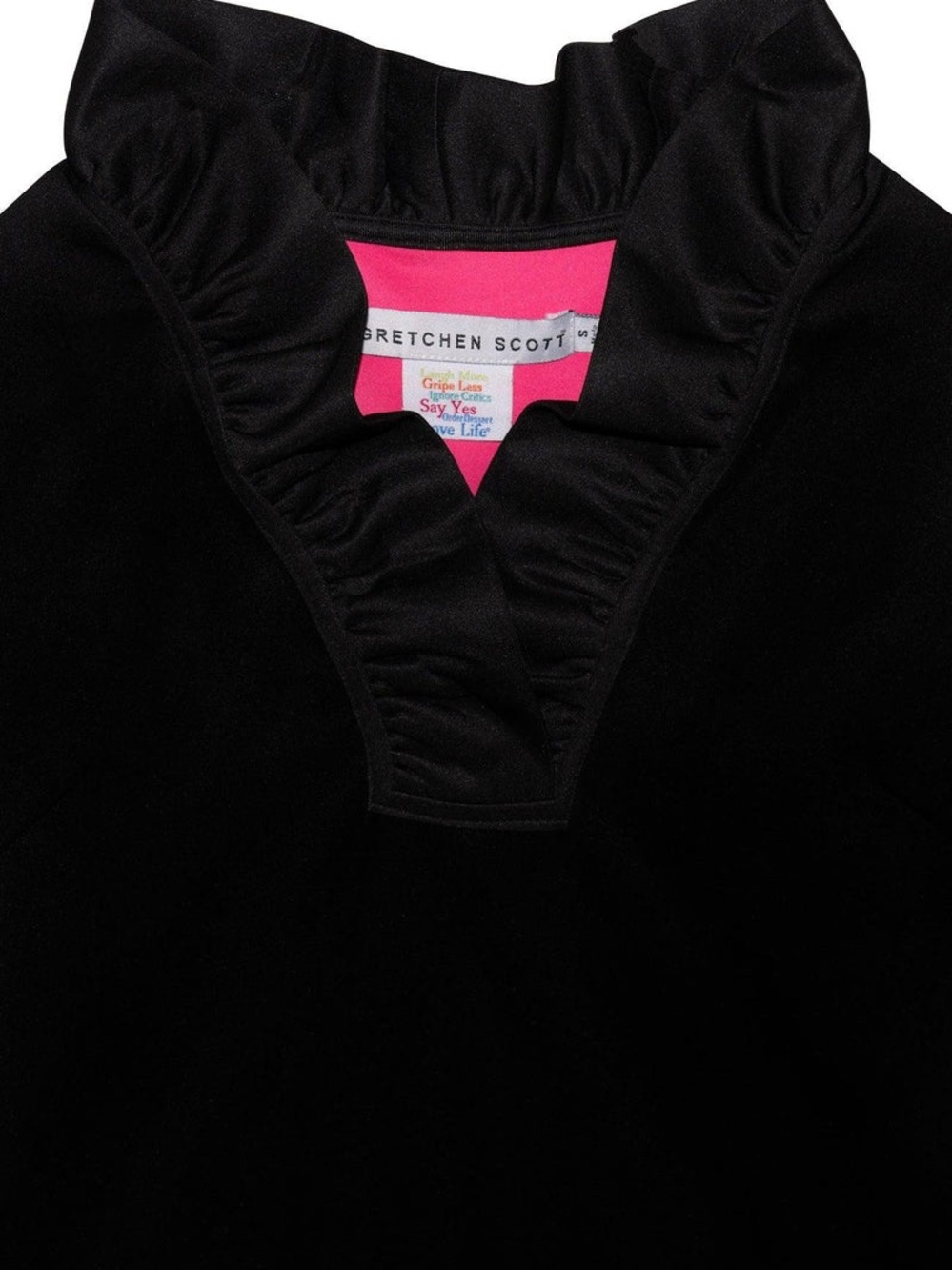 Gretchen Scott Solid Black Ruffle Neck Dress women’s  XS - Picture 9 of 10